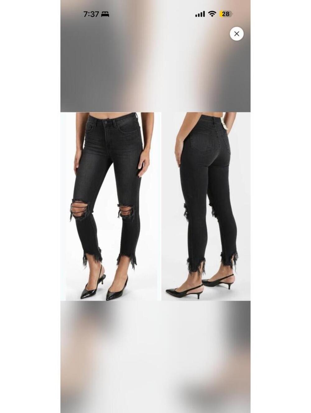 L'Agence High Line High Rise Black Distressed Skinny Jeans Size 26
